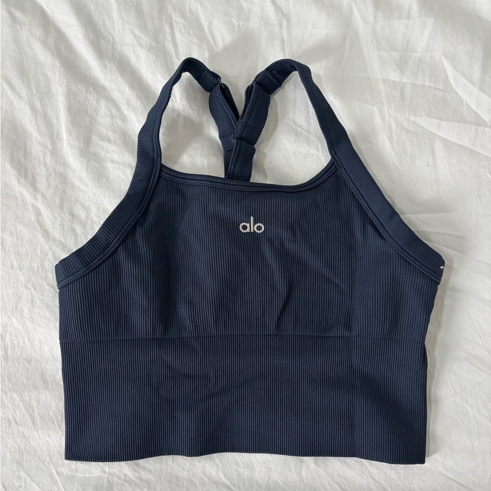 ALO Yoga Navy Sports Bra, Size S